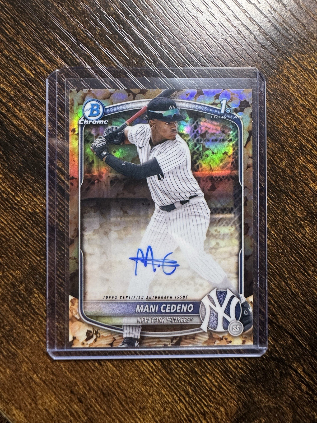 MANI CEDENO 2025 BOWMAN CHROME AUTO POPCORN REFRACTOR 1ST PROSPECT 4/5 📈📈