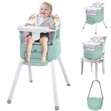 4 in 1 Portable Baby High Chair, Convertible Booster Seat for Babies & Toddlers