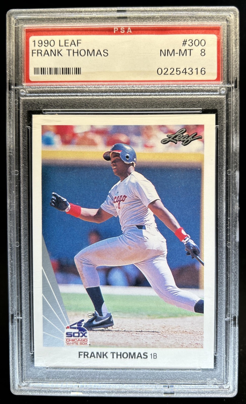 1990 Leaf Frank Thomas Rookie UER RC #300 White Sox PSA 8 (16)