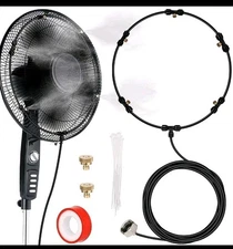 Fan Misting Kit, Outdoor Fan Misting Cooling System with 19.36FT Misting Line +