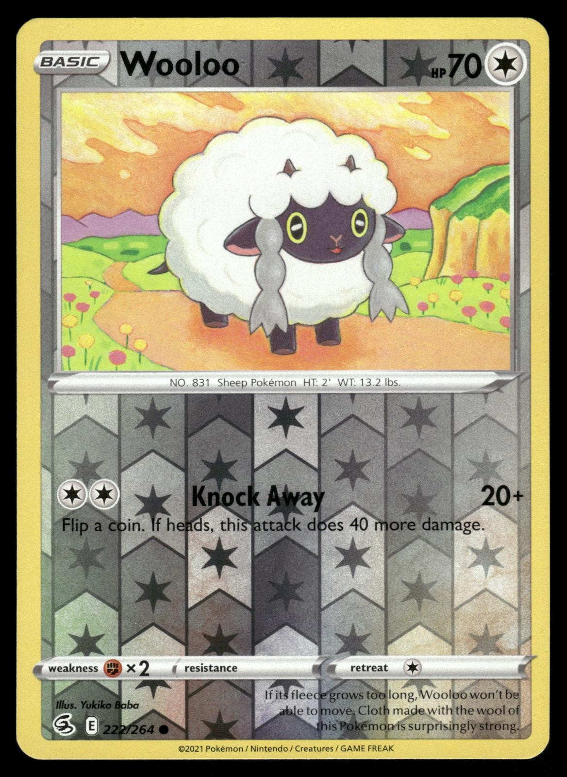 Wooloo 222/264 Common Fusion Strike Pokemon Reverse Holo NM