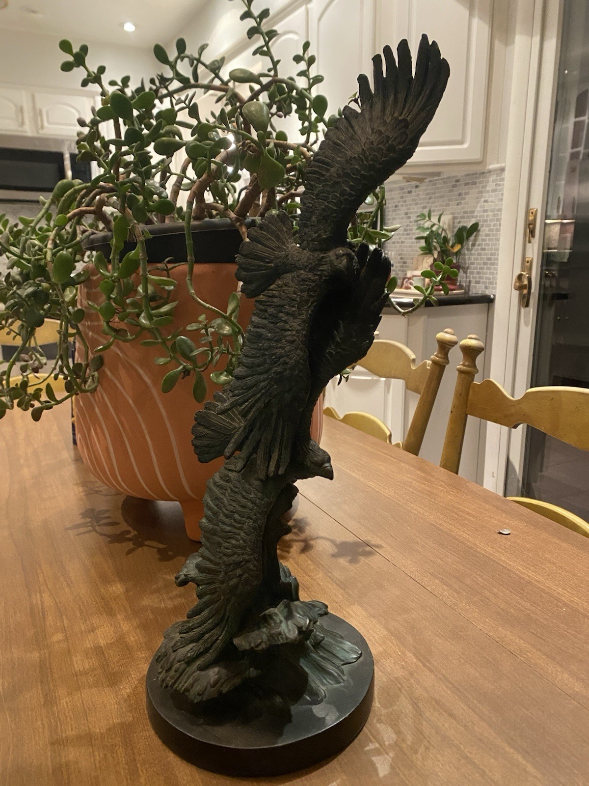 Bronze Double Soaring Eagle Statue 17”