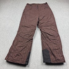 Columbia Pants Youth Kids 14/16 Brown Striped Ski Snowboard Bib Snow Waterproof