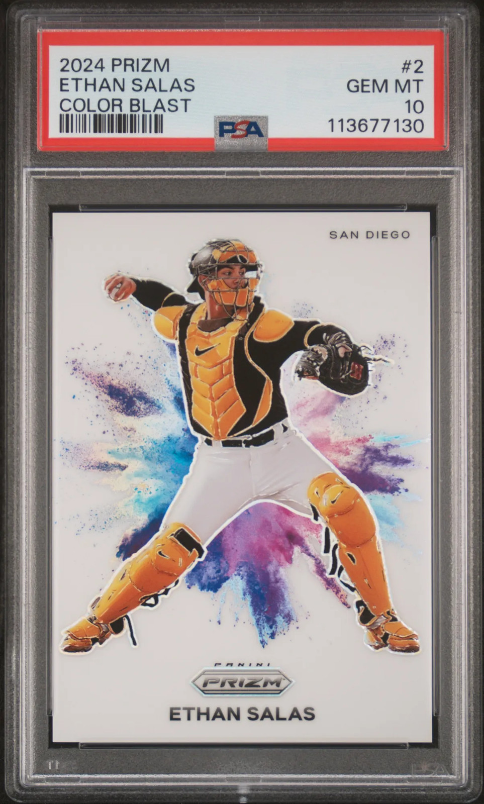 2024 Panini Prizm Color Blast Ethan Salas #2 PSA 10