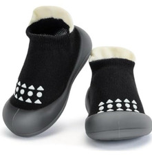 Baby Soft Breathable Sole Socks First Walking Shoes Non-Skid US 6 13.5cm Black