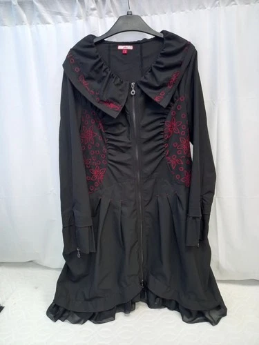 ❤️ Joe Browns Black Red Zip Front Gothic Style Dress Size 16 Vgc