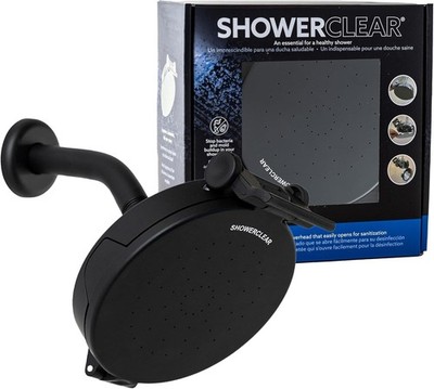 Shower Clear Cleanable Shower Head Open-Clean Design Universal Fit Matte Black