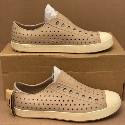 Native Jefferson Slip-On Shoes Flax Tan Bone White Men s 9 /Women s 11 Pre-Owned