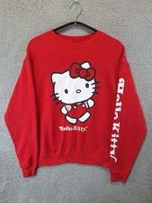 Hello Kitty by Sanrio Sweatshirt Women S Red Fleece Cotton Crew Neck Graphic Y2K