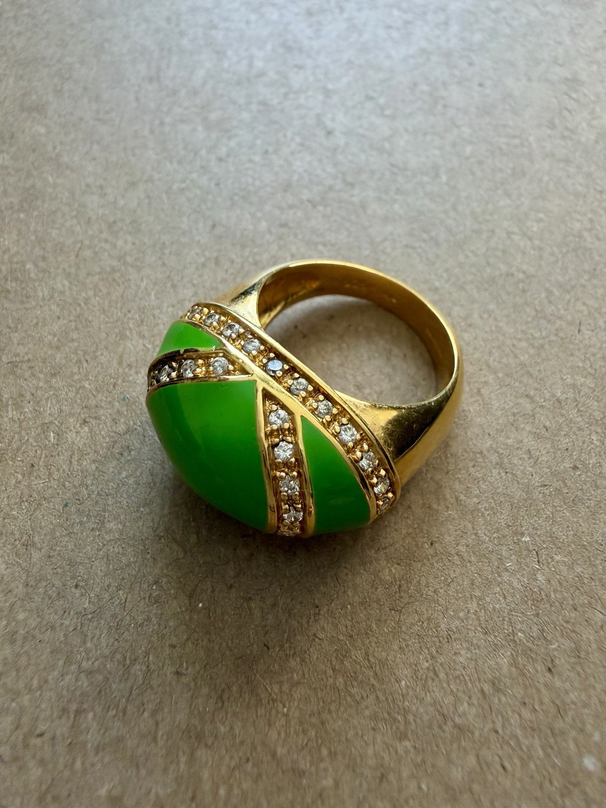 Green Bold Statement Ring Stamped 925 Sterling Si… - image 1