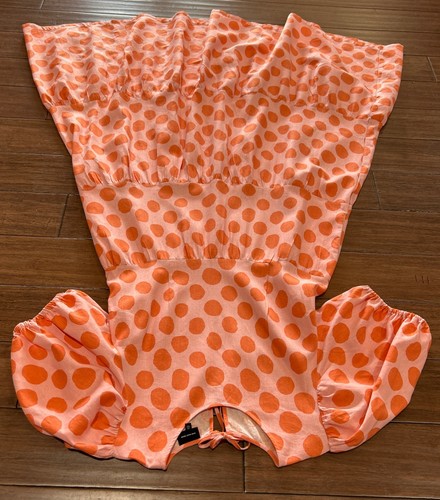 Maxi Vestido Talla XL Mezcla de Lino Niveles Lunares Boho Naranja Modesto Quién Qué Poner - Imagen 4 de 12