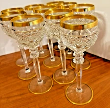 10 RIEKES-CRISA Williamsburg 7” Cut Crystal Wine Hock Liqueur Cordial Glass 3 Oz