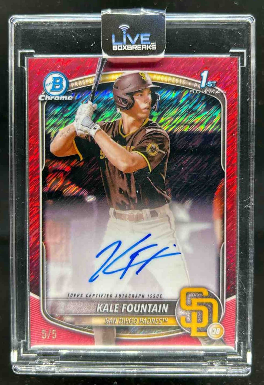 2025 Bowman Chrome Kale Fountain Auto Red Shimmer Refractor 1st Prospect #5/5