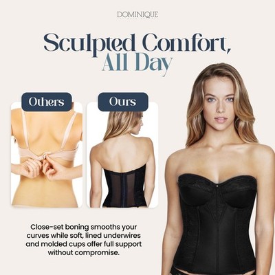Dominique Women's Lace Longline Corset Bustier Bra #8949