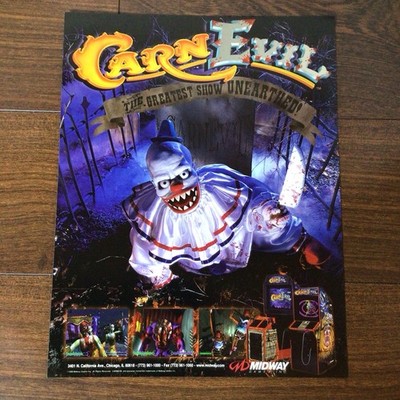 Carn Evil by Midway Arcade Game Flyer Brochure Ad Poster Killer Clown Carnevil