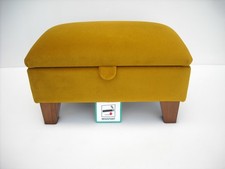 JOHN LEWIS MUSTARD  VELVET   FABRIC FOOTSTOOL WITH STORAGE solid beech legs