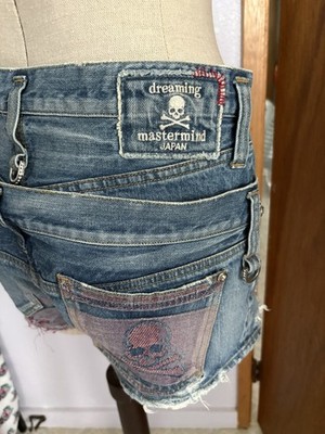 Mastermind Japan sz M Blue Distressed Denim Jeans Shorts Dreaming