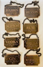 Decanter Tags Copper Set of 8 for Alcohol - - Bottle - Whiskey, Scotch, Bourb...