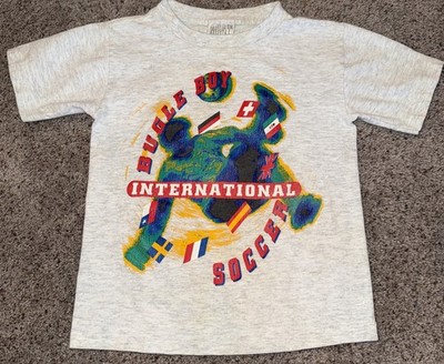 Vtg 90 s Bugle Boy International Soccer T Shirt Boys S 4-5 Multicolor