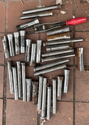 16 Lathe Round Collets Hardinge Rivett + 12 Round Steel Pins- DME