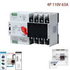 NEW Dual Power Automatic Transfer Switch 4P 100Amp 110V Grid to AC Generator PC