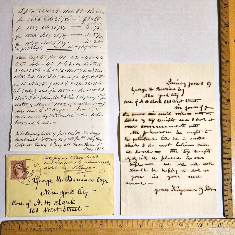 1857 QUINCY, ILLINOIS Letter Lucius Kingman SIGNED/G.W. Berrian/Cover/Stamp L@@K