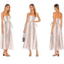 Zimmermann Bellitude Cutout Dress Size 2 AU 12 / US 8 Snake Print Linen Tie Midi