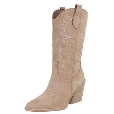 Damen Cowboyboots mit Reißverschluss Ital-Design 1755 in Hellbraun