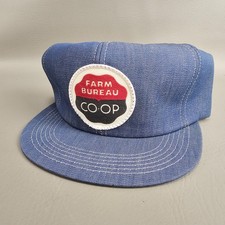 NOS Vintage USA MADE K Brand Farm Bureau Patch Trucker Denim Hat Snapback Cap