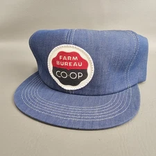 NOS Vintage USA MADE K Brand Farm Bureau Patch Trucker Denim Hat Snapback Cap