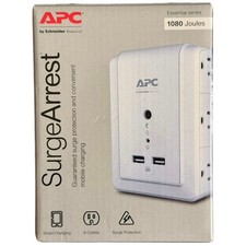 APC SurgeArrest 6 Outlet Wall Mount Surge Protector w/ 2 USB Ports 1080 Joules