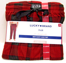 NWT Lucky Brand Cloud Soft Men's Sleep Fleece Pant Plaid Red Size XL 40-42
