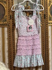 NWT LoveShackFancy x Target Adeline Cotton Smocked Ruffle Tie Floral Dress XS