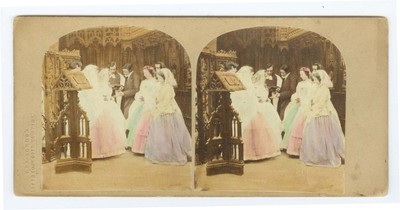 G1617~ JAMES ELLIOTT   The Marriage c.1860s  Tinted Genre UK Stereoview