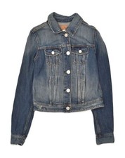 American Eagle Outfitters Womens Crop Denim Jacket Uk 6 Xs Blue Cotton Zb01
