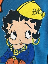 Vtg 90s Sweatshirt BETTY BOOP FELIX Hip Hop Sneakers Chains Music Novelty Print