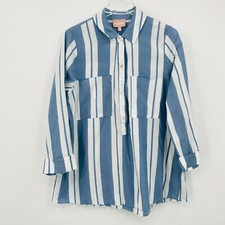 Show Me Your Mumu Sz Medium Stayton Tunic Top in Sailboat Stripe Raw Hem Pocket