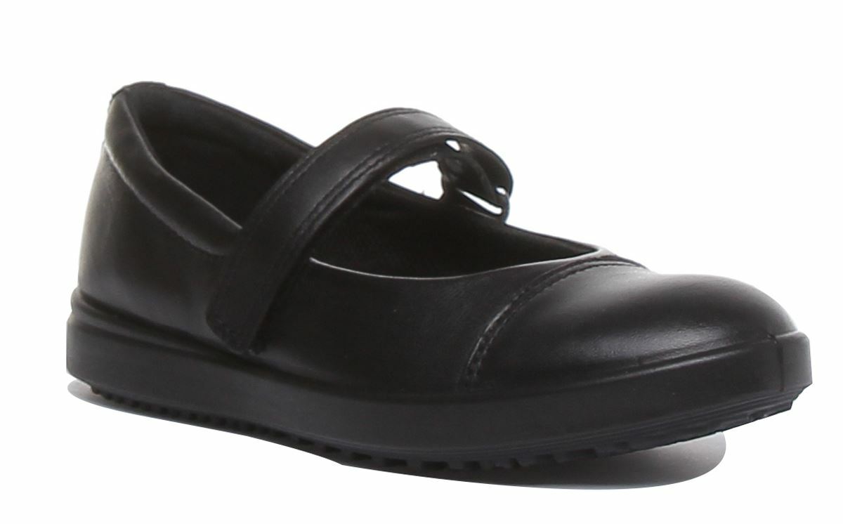 Ecco Elli Eva Sole Girls Mary Jane School Shoes In Black Size UK