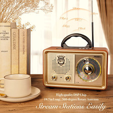 Shortwave Transistor Battery Retro Vintage Radio AM FM With Bluetooth Speaker