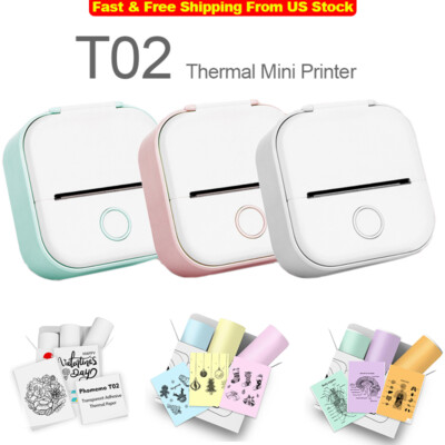 T02 Mini Portable Wireless Bluetooth Photo Printer Sticker Printers for DIY List
