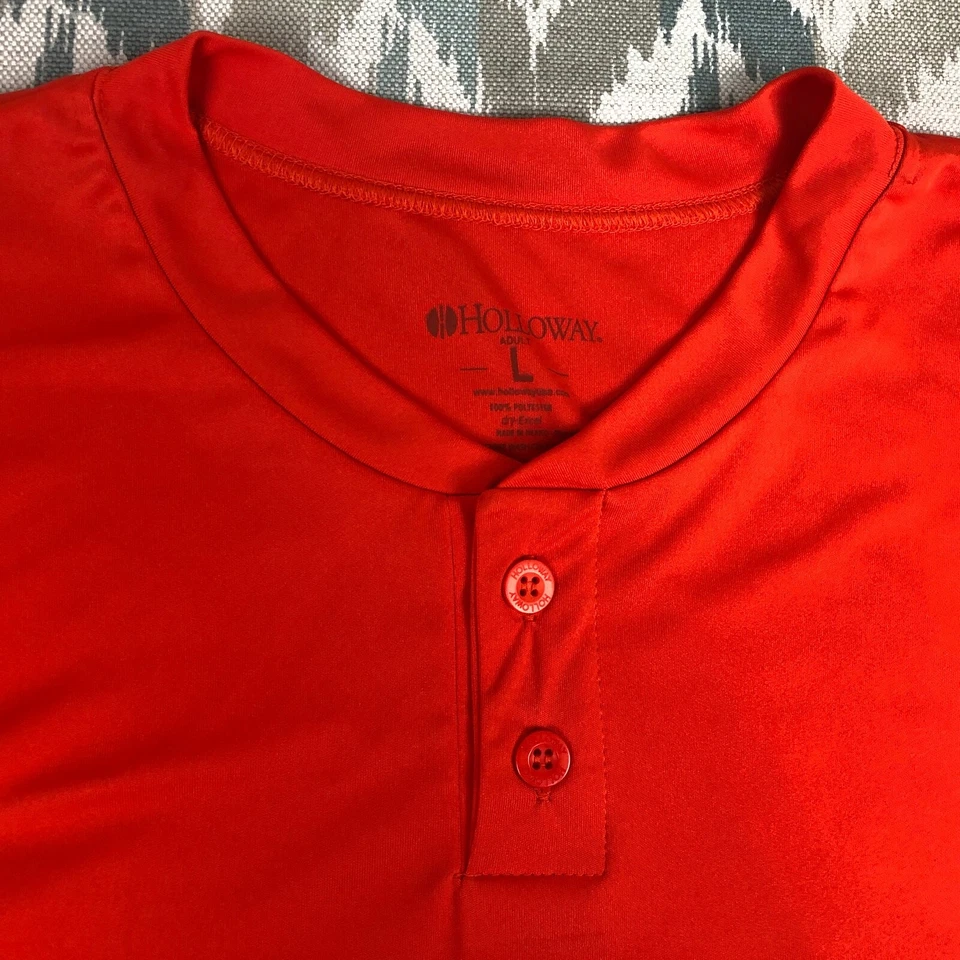 Holloway Streak Men's Short Sleeve 1/2 Button Active Shirt Orange Size L Large  - Image 3 of 4