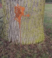 Gartenstecker Beetstecker Gartenstab Elfe Mit Vogel Eisen Rostig 78 Cm Inkl Vk
