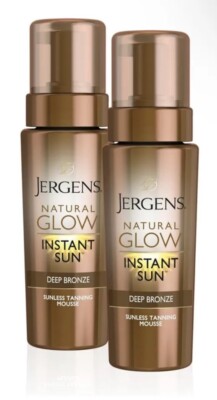 2-Pack Jergens Natural Glow INSTANT SUN Sunless Tanning Mousse DEEP BRONZE 6 oz