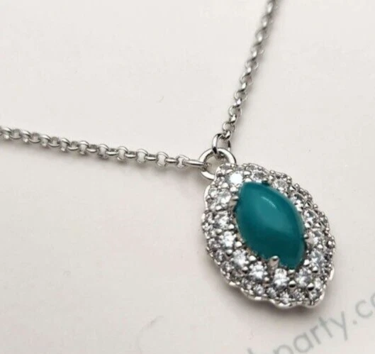 COLLAR: Bomb Party "Spill the Tea" chapado en rodio amazonita genuina RBP4698 Foto 2 de 4