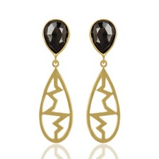 Natural Hematite Gemstone 925 Silver Drop/Dangle Life Line Earrings For Women