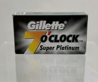 4 x Gillette 7 O'Clock Super Platinum (Black) Razor Blades (10 count Each)