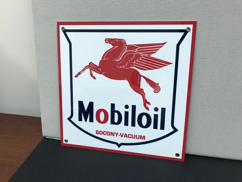 Mobil oil Mobiloil pegasus gasoline racing vintage Style advertising sign