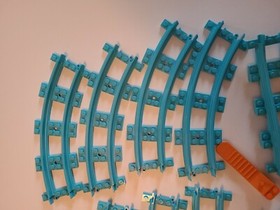 12 LEGO Medium Azure Blue Train Track Pieces Friends Roller Coaster From 41130