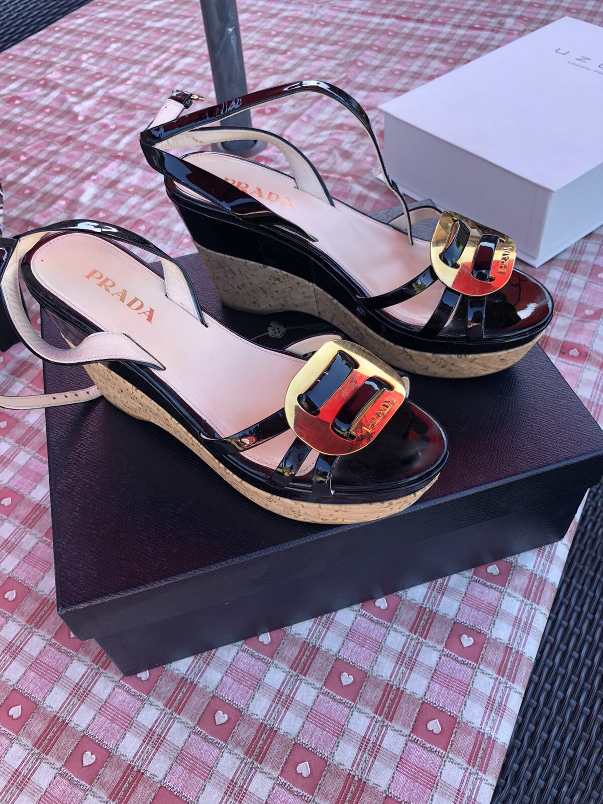 Prada Platform Black Patent Leather Sandals In Size 4 Uk £425 image 4