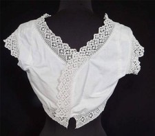 VERY RARE FRENCH EDWARDIAN ERA WHITE COTTON LACE TRIMMED CAMISOLE SIZE 36
